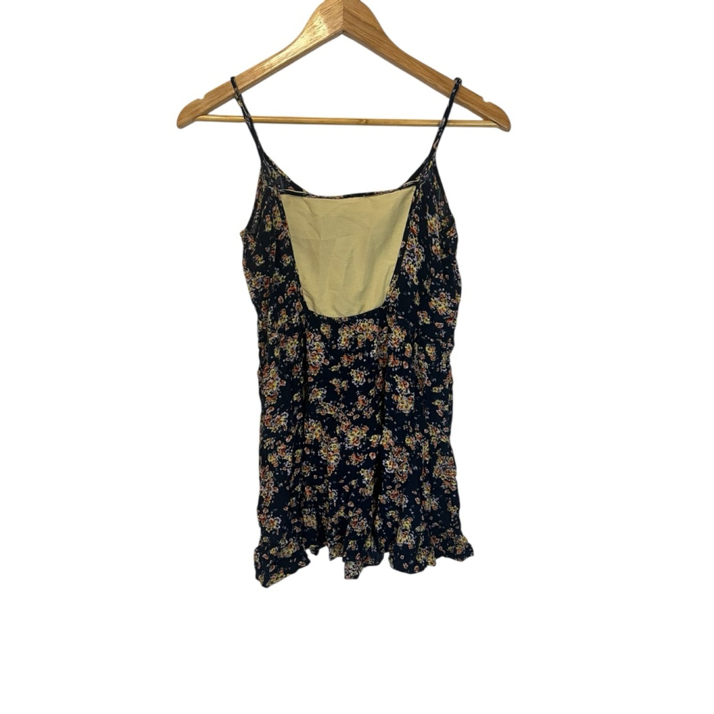 Pink Rose Navy Floral Spaghetti Strap Mini Dress Size Large Boho - Picture 5 of 12